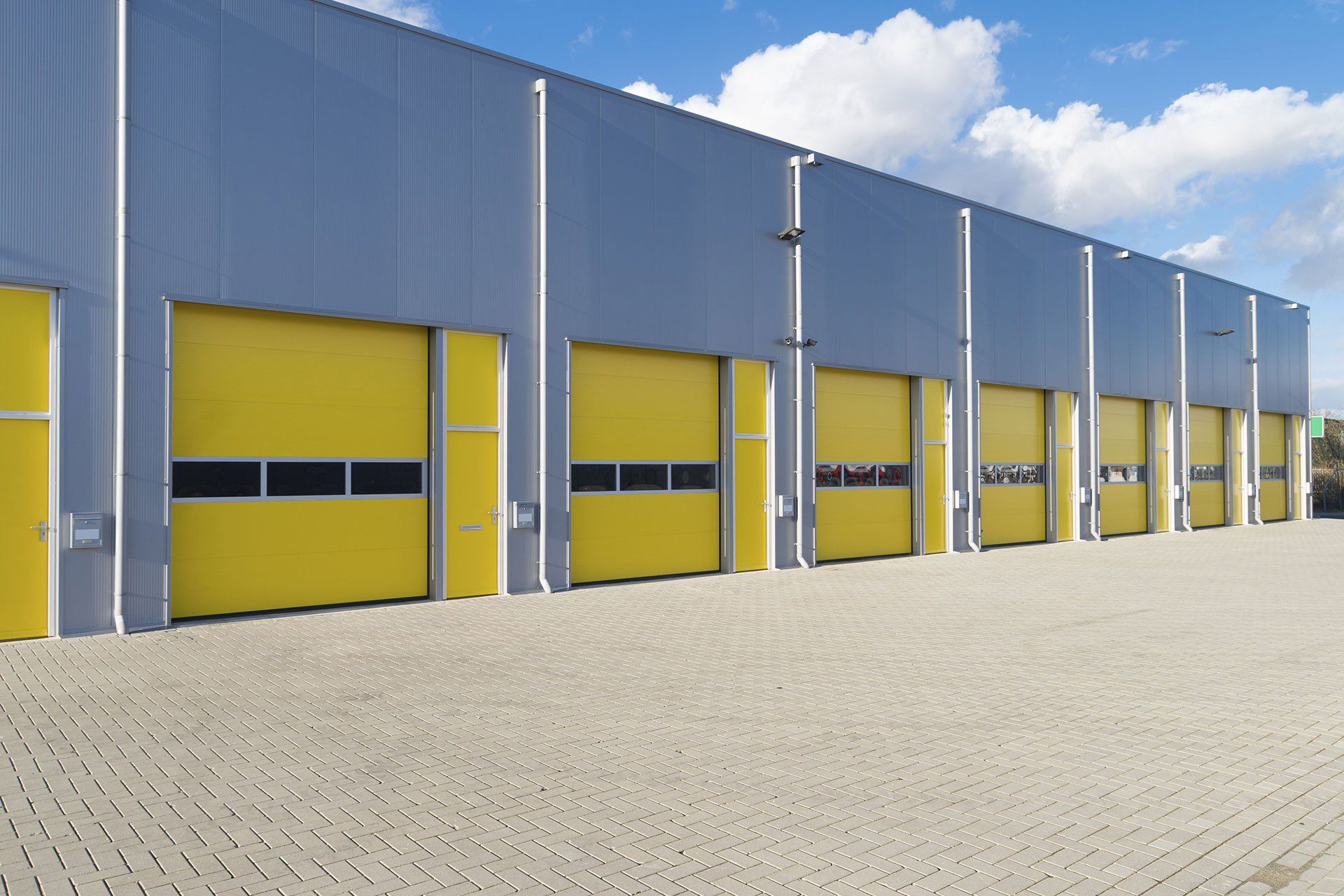 Yellow commercial garage doors