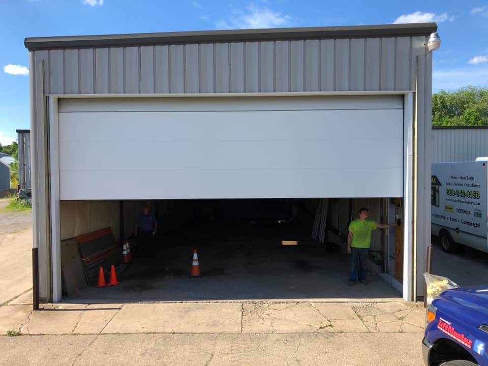 Commercial white garage door